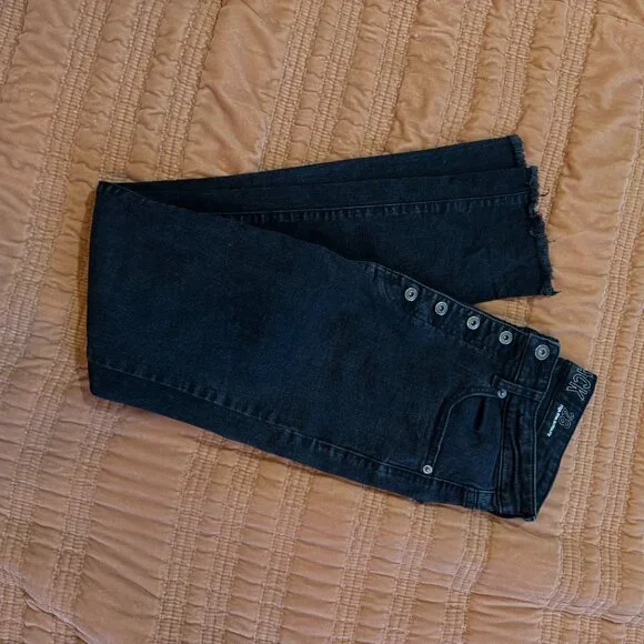 Jack BB Dakota Black High-Rise Button-Fly Jeans Raw Hem Women's Size 28 - Picture 2 of 8